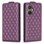 For vivo Y27 4G Diamond Lattice Vertical Flip Leather Phone Case(Dark Purple)