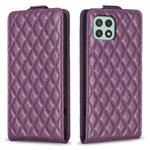 For Samsung Galaxy A22 5G Diamond Lattice Vertical Flip Leather Phone Case(Dark Purple)