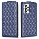 For Samsung Galaxy A33 Diamond Lattice Vertical Flip Leather Phone Case(Blue)