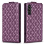 For Samsung Galaxy A34 5G Diamond Lattice Vertical Flip Leather Phone Case(Dark Purple)