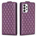 For Samsung Galaxy A72 4G/5G Diamond Lattice Vertical Flip Leather Phone Case(Dark Purple)