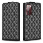 For Samsung Galaxy S20 FE Diamond Lattice Vertical Flip Leather Phone Case(Black)