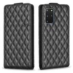 For Samsung Galaxy S20+ Diamond Lattice Vertical Flip Leather Phone Case(Black)