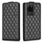 For Samsung Galaxy S20 Ultra Diamond Lattice Vertical Flip Leather Phone Case(Black)