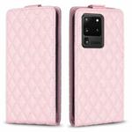 For Samsung Galaxy S20 Ultra Diamond Lattice Vertical Flip Leather Phone Case(Pink)
