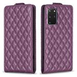 For Samsung Galaxy S20 Diamond Lattice Vertical Flip Leather Phone Case(Dark Purple)