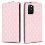 For Samsung Galaxy S20 Diamond Lattice Vertical Flip Leather Phone Case(Pink)