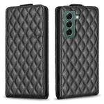 For Samsung Galaxy S21 FE 5G Diamond Lattice Vertical Flip Leather Phone Case(Black)