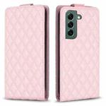 For Samsung Galaxy S21 FE 5G Diamond Lattice Vertical Flip Leather Phone Case(Pink)