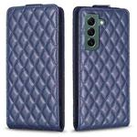 For Samsung Galaxy S21 FE 5G Diamond Lattice Vertical Flip Leather Phone Case(Blue)