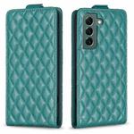 For Samsung Galaxy S21 5G Diamond Lattice Vertical Flip Leather Phone Case(Green)