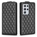 For Samsung Galaxy S21 Ultra 5G Diamond Lattice Vertical Flip Leather Phone Case(Black)