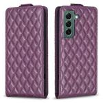 For Samsung Galaxy S22 5G Diamond Lattice Vertical Flip Leather Phone Case(Dark Purple)