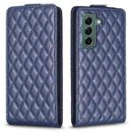 For Samsung Galaxy S22 5G Diamond Lattice Vertical Flip Leather Phone Case(Blue)