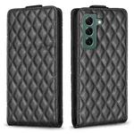 For Samsung Galaxy S22+ 5G Diamond Lattice Vertical Flip Leather Phone Case(Black)