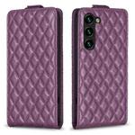 For Samsung Galaxy S23 5G Diamond Lattice Vertical Flip Leather Phone Case(Dark Purple)