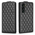 For Samsung Galaxy S23 5G Diamond Lattice Vertical Flip Leather Phone Case(Black)