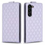 For Samsung Galaxy S23 5G Diamond Lattice Vertical Flip Leather Phone Case(Purple)