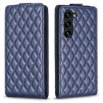 For Samsung Galaxy S23+ 5G Diamond Lattice Vertical Flip Leather Phone Case(Blue)