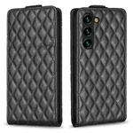 For Samsung Galaxy S24+ 5G Diamond Lattice Vertical Flip Leather Phone Case(Black)