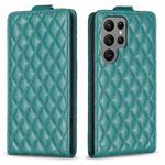 For Samsung Galaxy S24 Ultra 5G Diamond Lattice Vertical Flip Leather Phone Case(Green)