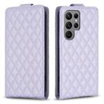 For Samsung Galaxy S24 Ultra 5G Diamond Lattice Vertical Flip Leather Phone Case(Purple)