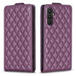 For Samsung Galaxy A55 Diamond Lattice Vertical Flip Leather Phone Case(Dark Purple)