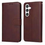 For Samsung Galaxy S24 Classic Calf Texture Flip Leather Phone Case(Brown)