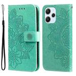 For Xiaomi Redmi 12 4G 7-petal Flowers Embossing Leather Phone Case(Green)