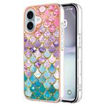 For iPhone 16 Plus Electroplating Pattern IMD TPU Shockproof Case(Colorful Scales)