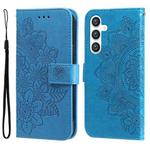 For Samsung Galaxy S23 FE 5G 7-petal Flowers Embossing Leather Phone Case(Blue)