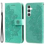 For Samsung Galaxy S23 FE 5G 7-petal Flowers Embossing Leather Phone Case(Green)