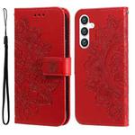 For Samsung Galaxy S23 FE 5G 7-petal Flowers Embossing Leather Phone Case(Red)