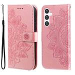 For Samsung Galaxy S23 FE 5G 7-petal Flowers Embossing Leather Phone Case(Rose Gold)