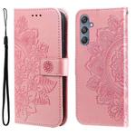 For Samsung Galaxy M34 5G 7-petal Flowers Embossing Leather Phone Case(Rose Gold)