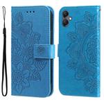 For Samsung Galaxy A05 7-petal Flowers Embossing Leather Phone Case(Blue)