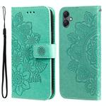 For Samsung Galaxy A05 7-petal Flowers Embossing Leather Phone Case(Green)
