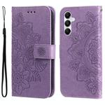 For Samsung Galaxy A05s 7-petal Flowers Embossing Leather Phone Case(Light Purple)