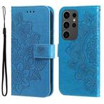 For Samsung Galaxy S24 Ultra 7-petal Flowers Embossing Leather Phone Case(Blue)