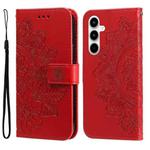 For Samsung Galaxy A35 7-petal Flowers Embossing Leather Phone Case(Red)