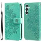 For Samsung Galaxy M15 5G / F15 5G 7-petal Flowers Embossing Leather Phone Case(Green)