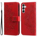 For Samsung Galaxy M15 5G / F15 5G 7-petal Flowers Embossing Leather Phone Case(Red)