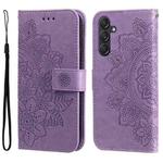 For Samsung Galaxy M55 5G 7-petal Flowers Embossing Leather Phone Case(Light Purple)