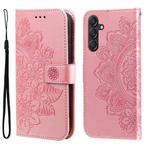 For Samsung Galaxy M55 5G 7-petal Flowers Embossing Leather Phone Case(Rose Gold)