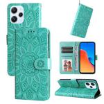 For Xiaomi Redmi 12 4G Embossed Sunflower Leather Phone Case(Green)