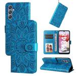 For Samsung Galaxy M34 5G Embossed Sunflower Leather Phone Case(Blue)