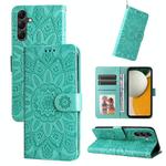 For Samsung Galaxy A15 Embossed Sunflower Leather Phone Case(Green)