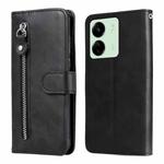 For Xiaomi Redmi 13C 4G Fashion Calf Texture Zipper Leather Phone Case(Black)