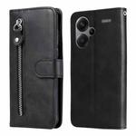 For Xiaomi Redmi Note13 Pro+ 5G Global Fashion Calf Texture Zipper Leather Phone Case(Black)