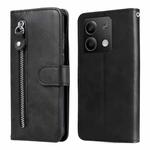 For Xiaomi Redmi Note13 5G Global Fashion Calf Texture Zipper Leather Phone Case(Black)